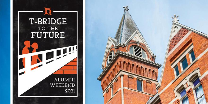 Alumni Weekend logo and University Hall picture