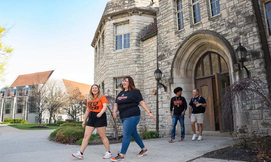 Students walking on campus