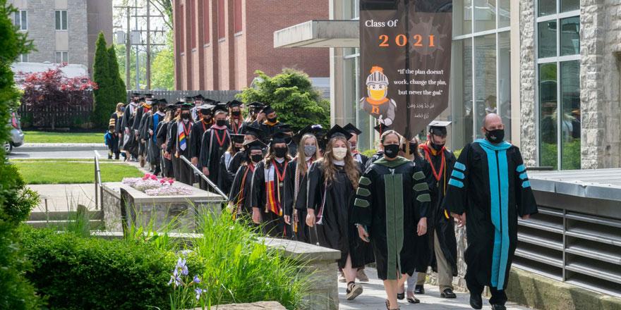 Commencement Procession with class banner