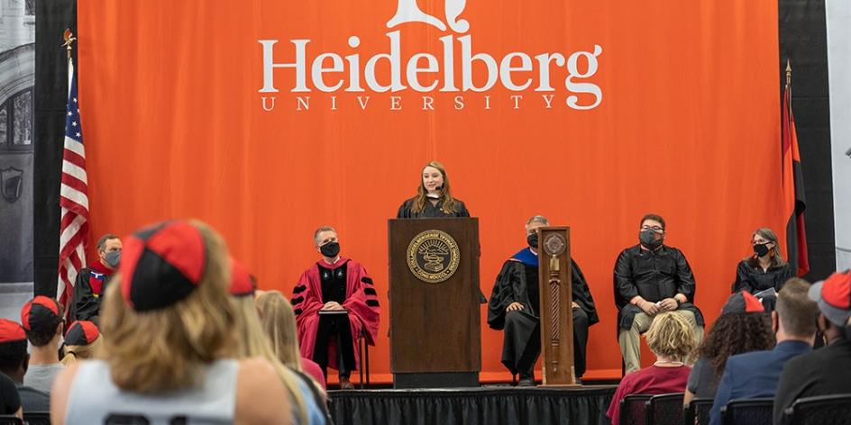 '02 alum and Alumni Council VP Melissa Harrison delivers the Opening Convocation keynote.
