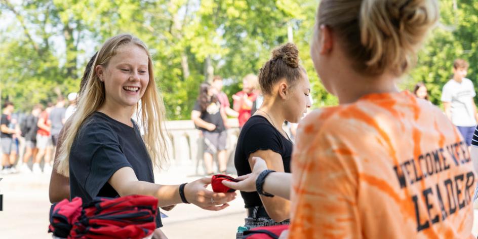 Receiving 'Berg beanies is one of the time-honored traditions for new students. 