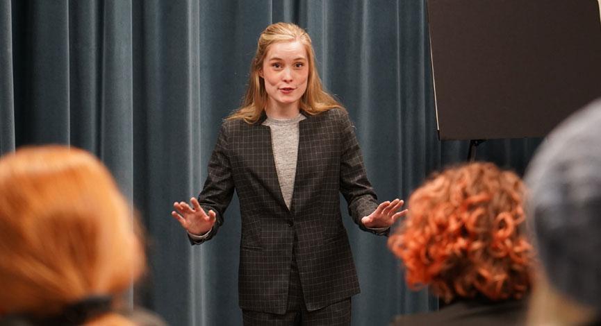 Katie Bauman during Speech Team showcase