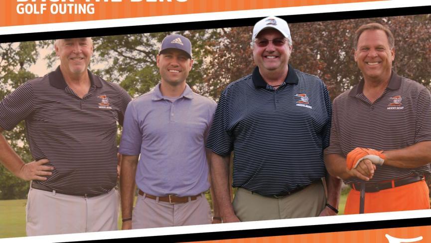 Four men pictured at the golf course with the third person, Ron Linhart, highlighted