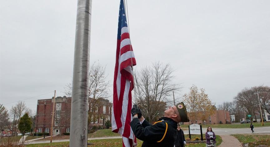 A scene from a previous Veterans Day ceremony at Heidelberg.