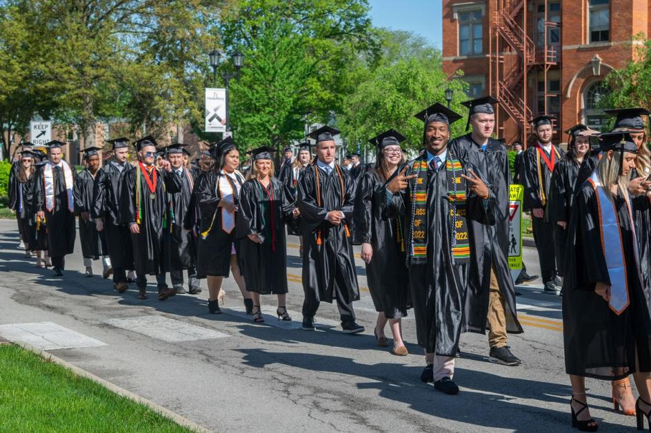 Making their way to Commencement is the Class of 2022.