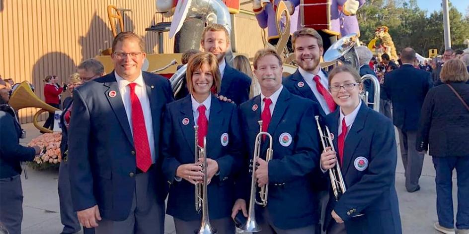 Heidelberg contingent, led by Jon Waters, as part of the 2022's Rose Parade Band Directors Band