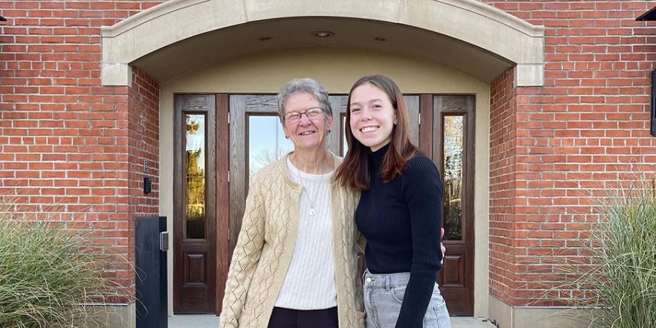 Isabel Chasney with nun -- oral history project