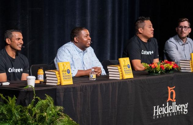 Co-authors of Love as a Business Strategy on campus June 25, 2022.