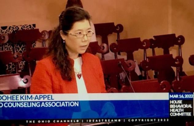 Dr. DoHee Kim-Appel, in her role as OCA president, testifies in the Ohio Senate in March '22.