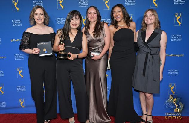 Hannah Long-Higgins ’15 and her team receive an Emmy Award