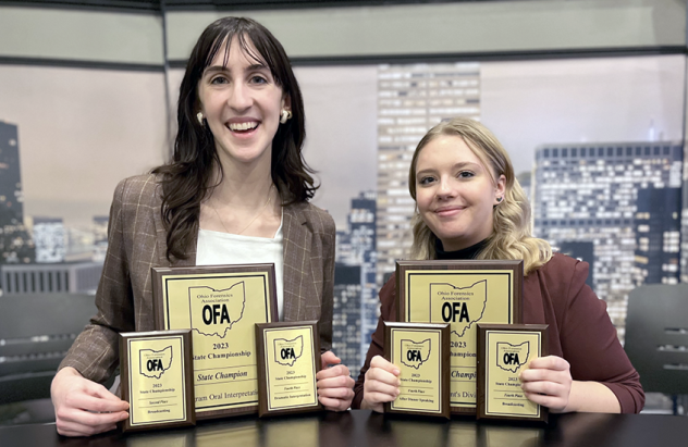 Julia & Kelsey speech team state champs '23