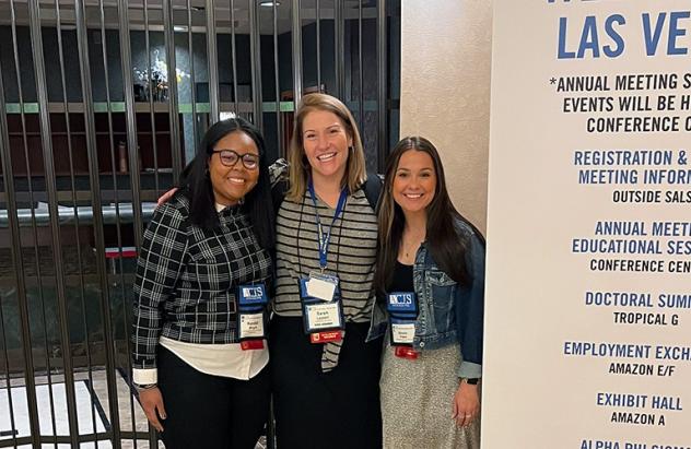 Students Kendall Wright and Brooke Franz and their professor, Dr. Sarah Lazarri, presented their research in Las Vegas.