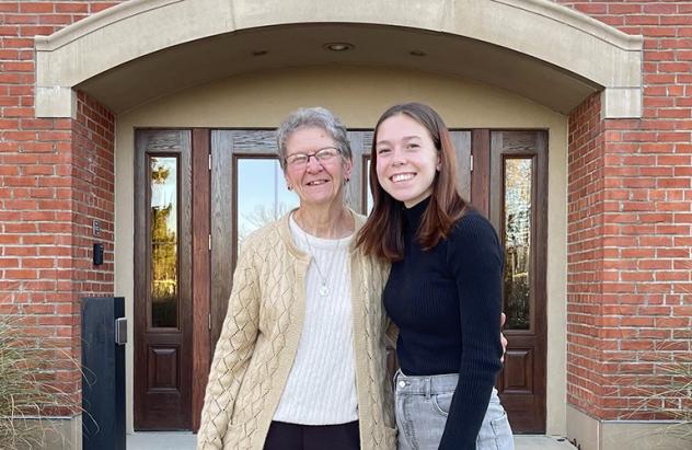 Isabel Chasney with nun -- oral history project