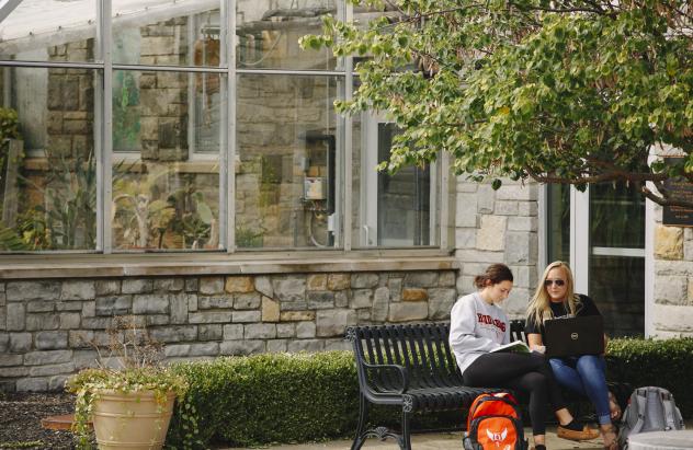 students on bench