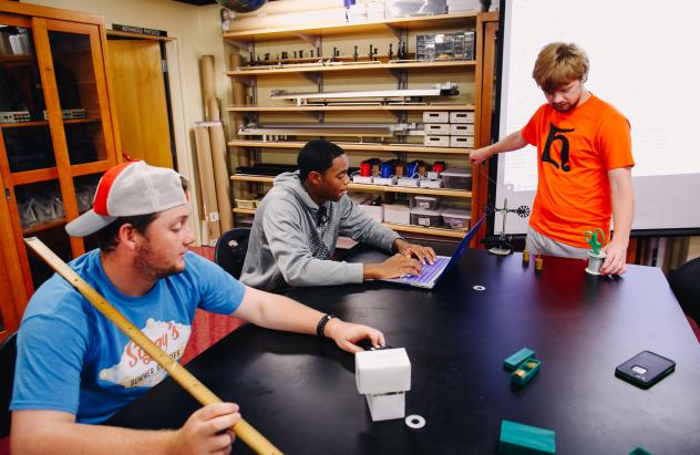 students in physics lab