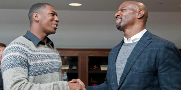 Jordan Green shakes hands with Terry Crews