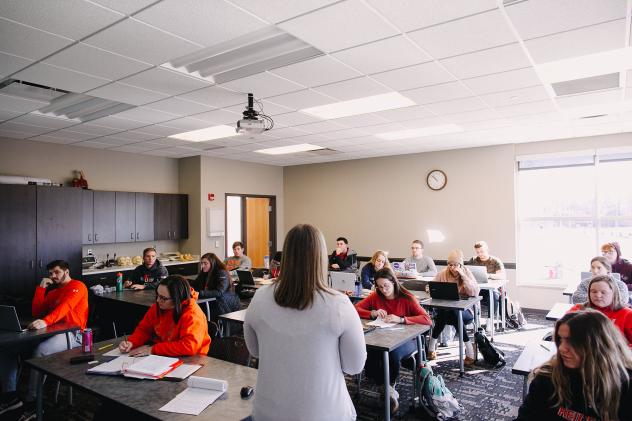 Classroom of students from the viewpoint of the professor