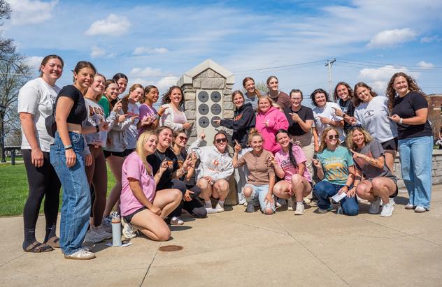 Softball Team supporting Gabbie Stallbaum at Academic All American Ceramony