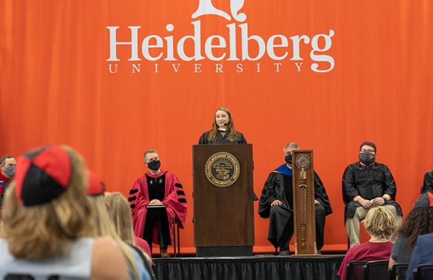 '02 alum and Alumni Council VP Melissa Harrison delivers the Opening Convocation keynote.