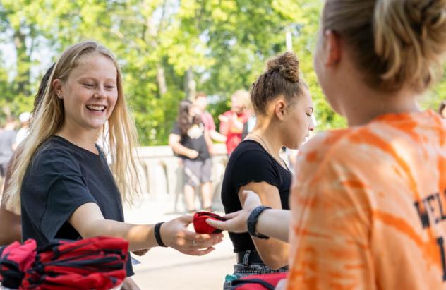 Receiving 'Berg beanies is one of the time-honored traditions for new students. 