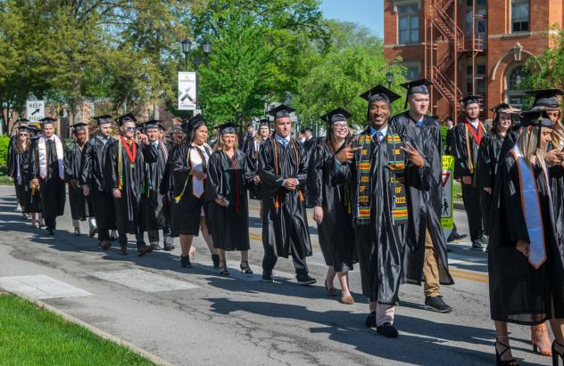 Making their way to Commencement is the Class of 2022.