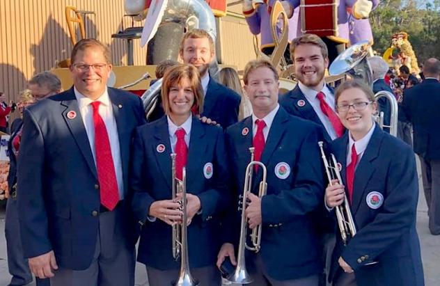 Heidelberg contingent, led by Jon Waters, as part of the 2022's Rose Parade Band Directors Band