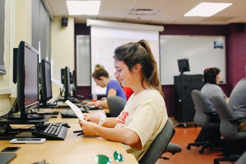 student in computer lab