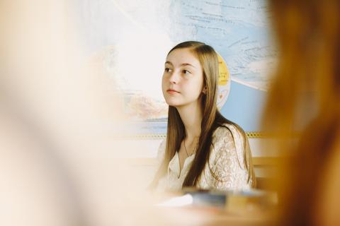 Student listening to lecture