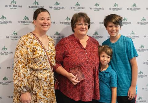Pam Faber with Family Outstanding Educator Award 8-25